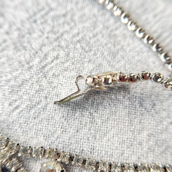 Vintage 1970s Rhinestone Drop Necklace Choker - Glam -Estate Costume Jewelry - Picture 11 of 14